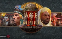 کاور بازی Age of Empires II: Definitive Edition با لوگوی رسمی بازی روی چهره جنگجویان