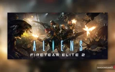 کاور بازی Aliens: Fireteam Elite 2 با لوگوی رسمی بازی روی تفنگداران در محاصره بیگانه ها