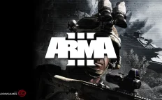 کاور بازی Arma 3 با لوگوی رسمی بازی روی سرباز مسلح و یک تانک