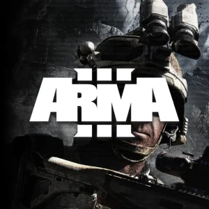 کاور بازی Arma 3 با لوگوی رسمی بازی روی سرباز مسلح و یک تانک