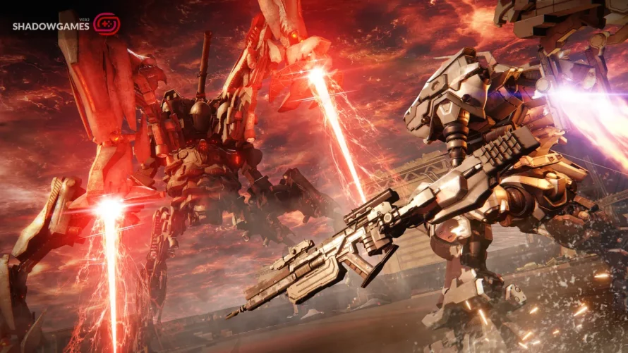 دو ربات جنگی رودررو زیر آسمان سرخ در بازی آنلاین ARMORED CORE VI FIRES OF RUBICON