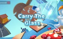 کاور بازی Carry The Glass با لوگوی رسمی بازی روی دو کارگر و چکش چوبی بزرگ