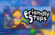 کاور بازی Friendly Steps با لوگوی رسمی بازی روی چند شخصیت کارتونی بسته شده با طناب