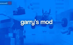 کاور بازی Garry's Mod با لوگوی رسمی بازی روی ماشین پرنده و جعبه های آبی رنگ