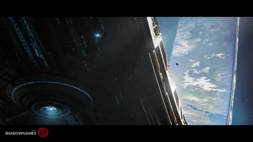 نمای حلقه غول پیکر از کنار سفینه ای فضایی در بازی Halo: Campaign Evolved
