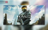 کاور بازی Halo: Campaign Evolved با لوگوی رسمی بازی روی Master Chief در دره ای سرسبز