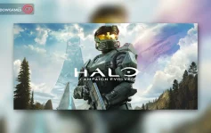 کاور بازی Halo: Campaign Evolved با لوگوی رسمی بازی روی Master Chief در دره ای سرسبز