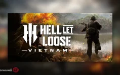 کاور بازی Hell Let Loose: Vietnam با لوگوی رسمی بازی روی سرباز و انفجار کنار رودخانه