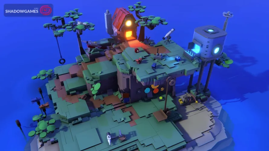 جزیره ای آجری با کلبه ای روشن، درخت و تلسکوپ در بازی آنلاین LEGO Voyagers