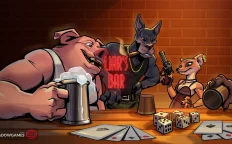 کاور بازی Liar's Bar با لوگوی رسمی بازی روی شخصیت های حیوانی دور میز تاس