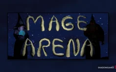 کاور بازی Mage Arena با لوگوی رسمی بازی روی دو جادوگر در برابر آسمان پرستاره