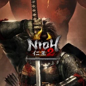 کاور بازی Nioh 2 – The Complete Edition با لوگوی رسمی بازی روی سامورایی زره پوش