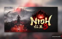 کاور بازی Nioh 3 با لوگوی رسمی بازی روی جنگجوی تنها در دشت سرخ