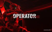 کاور بازی OPERATOR با لوگوی رسمی بازی روی سرباز مسلح در نور قرمز