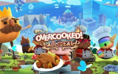کاور بازی Overcooked! All You Can Eat با لوگوی رسمی بازی روی سرآشپزان و پیاز تاجدار