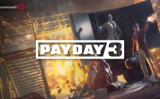 کاور بازی PAYDAY 3 با لوگوی رسمی بازی روی سارقان نقاب دار و یک انفجار بزرگ