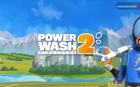 کاور بازی PowerWash Simulator 2 با لوگوی رسمی بازی روی شهر و کوه های برفی