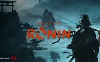 کاور بازی Rise of the Ronin با لوگوی رسمی بازی روی شمشیرزن و کشتی های بادبانی