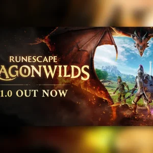 کاور بازی RuneScape: Dragonwilds با لوگوی رسمی بازی روی اژدها و سه قهرمان مسلح