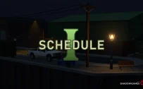 کاور بازی Schedule I با لوگوی رسمی بازی روی خیابانی شبانه کنار یک انبار