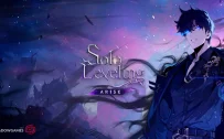 کاور بازی Solo Leveling: ARISE OVERDRIVE با لوگوی رسمی بازی روی مردی با چشم آبی درخشان