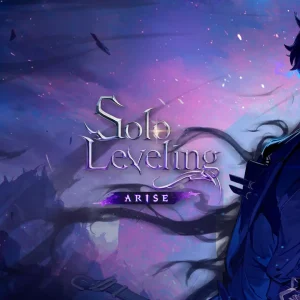 کاور بازی Solo Leveling: ARISE OVERDRIVE با لوگوی رسمی بازی روی مردی با چشم آبی درخشان