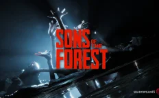 کاور بازی Sons Of The Forest با لوگوی رسمی بازی روی دست های رنگ پریده