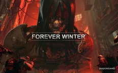 کاور بازی The Forever Winter با لوگوی رسمی بازی روی غولی با نقاب جمجمه