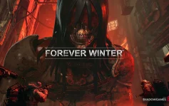 کاور بازی The Forever Winter با لوگوی رسمی بازی روی غولی با نقاب جمجمه