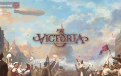کاور بازی Victoria 3 با لوگوی رسمی بازی روی جمعیت شادمان و کشتی هوایی