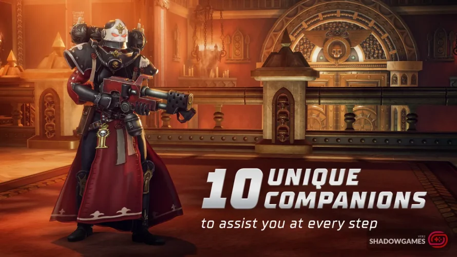 جنگجوی زره پوش با ردای قرمز و اسلحه سنگین در بازی Warhammer 40,000: Rogue Trader