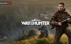 کاور بازی Way of the Hunter با لوگوی رسمی بازی روی دو شکارچی بالای دره